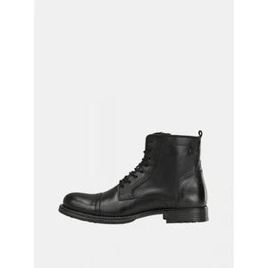 Black Men's Leather Ankle Boots Jack & Jones Russel