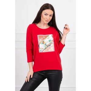 Blouse with graphics 3D Bird red