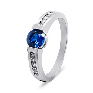 Brilio Silver Okouzlující stříbrný prsten s modrým zirkonem RI022W 50 mm