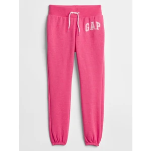 Růžové holčičí dětské tepláky GAP Logo fleece pants