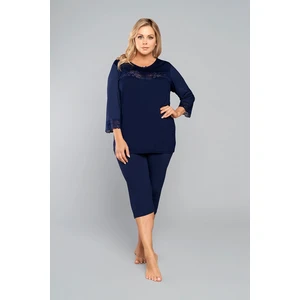 Women's pyjamas Izyda 3/4 sleeve, 3/4 legs - navy blue