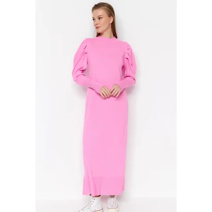 Trendyol Pink Unlined Plain Knitted Rib/Casino Dress