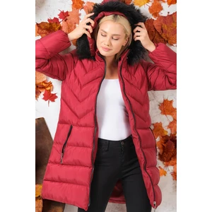 Z6759 DEWBERRY LADIES' COAT-PLAIN BURGUNDY