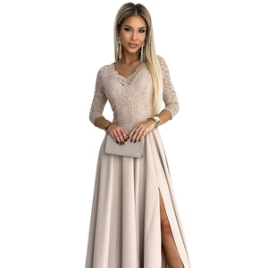 Elegant long dress with lace neckline Numoco