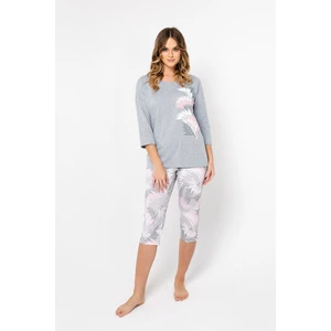 Women's pyjamas Dracaena 3/4 sleeve, 3/4 legs - melange/print