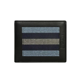 Men´s black wallet with horizontal gray stitching
