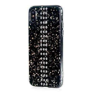 Swarovski kryt Stripe pre iPhone XS/X - Black Galaxy/Chrome