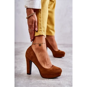 Classic suede heel pumps Camel Soro