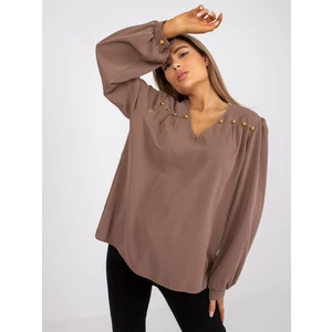 Dark beige formal blouse with loose sleeves