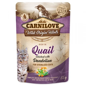 CARNILOVE cat  kapsa STERILISED  QUAIL/dandelion - 85g