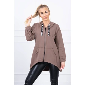 Sweatshirt with longer back and hood mocca