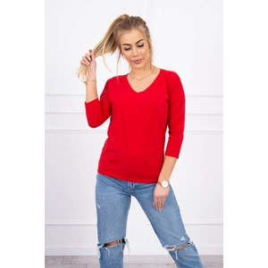 V-neck blouse red