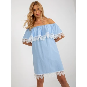 Light blue women's Spanish dress with ruffles