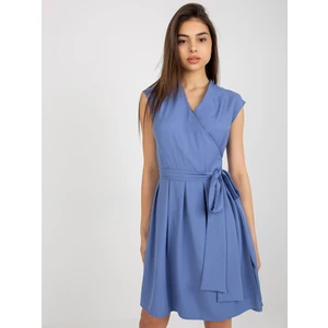 Dark blue wrap cocktail dress by Melissa