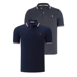 DUAL SET T8594 DEWBERRY MENS T-SHIRT-NAVY BLUE - ANTHRACITE