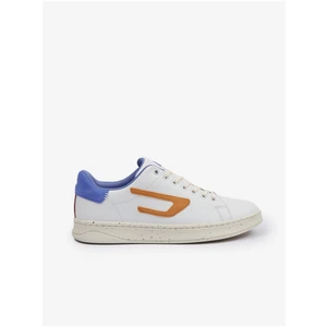 White Men's Diesel Athene Leather Sneakers - Men's