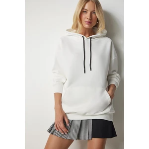 Happiness İstanbul Women's Ecru Hoodie and Knitted Sweatshirt