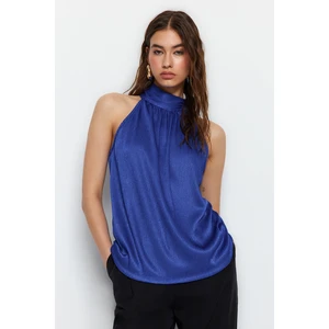 Trendyol Saks High Neck Pleat Knitted Blouse