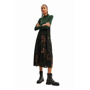 Dark Green Ladies Long Dress Desigual Lena - Women