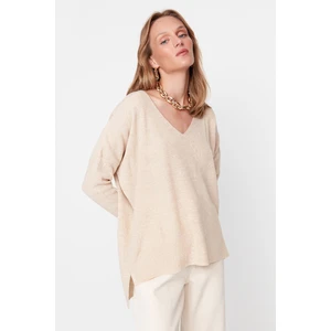 Trendyol Beige Super Oversize Knitwear Sweater