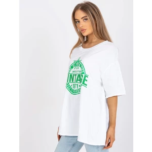 White and green oversize t-shirt with an application