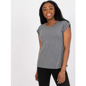 Basic dark gray melange t-shirt made of cotton