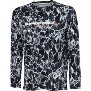 Savage Gear Tričko Night UV Long Sleeve T-Shirt Black Waterprint M