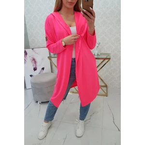 Long cardigan with hood pink neon