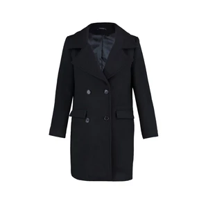 Trendyol Black Oversize Button Closure Stamp Coat