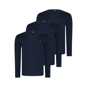 TRIPLE SET T8587 DEWBERRY V COLLAR MEN'S SWEATSHIRT-LACİVERT-LACİVERT-LACİVERT