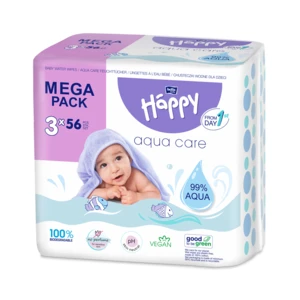 BELLA Baby Happy Aqua care vlhčené čisticí ubrousky pro děti 3x56 ks