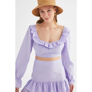 Trendyol Lilac Ruffle Szczegółowy zestaw dolnej góry