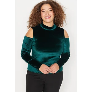 Trendyol Curve Green Shoulder Detailed Knitted Blouse