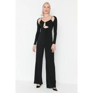 Trendyol Black Asymmetric Collar Detailed Jumpsuit