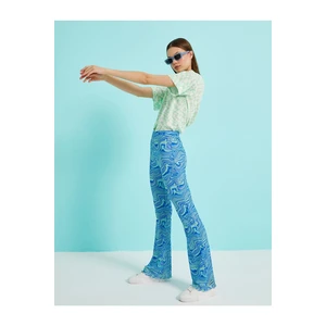 Koton Patterned Wide Leg Trousers