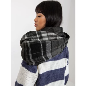 Lady's black-and-white plaid winter scarf