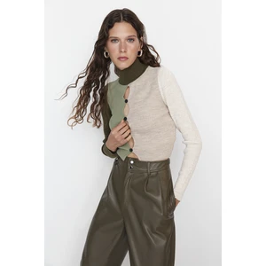 Trendyol Sweater - Khaki - Regular fit