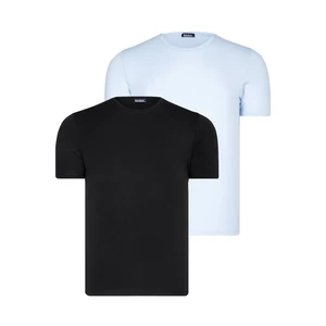 DUAL SET T8569 DEWBERRY BIKE COLLAR MENS T-SHIRT-BLACK-BLUE