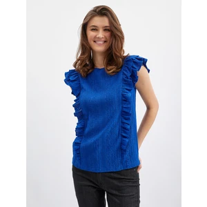 Orsay Blue Ladies T-shirt with frills - Women