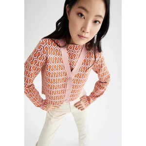 DEFACTO Regular Fit V Neck Jacquard Knitwear Cardigan