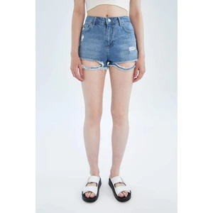 DEFACTO High Waisted Distressed Jean Short