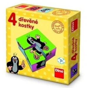 Dino - Dřevěné licenční kostky Krteček 4 kostky