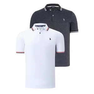 DUAL SET T8594 DEWBERRY MENS T-SHIRT-WHITE-ANTHRACITE