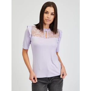 Orsay Light Purple Women's T-shirt with Lace - Women