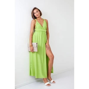 Maxi dress with lime tie around the neck