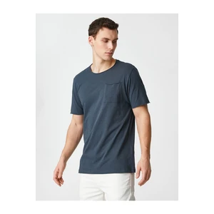 Koton Basic T-Shirt with Pocket Details, Short Sleeves, Slim Fit.