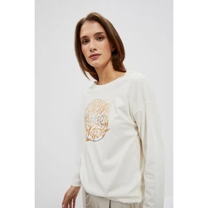 Printed Moodo Long Sleeve Blouse - White