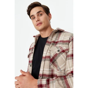 Trendyol Mink Men's Overshirt, Plaid Shirt