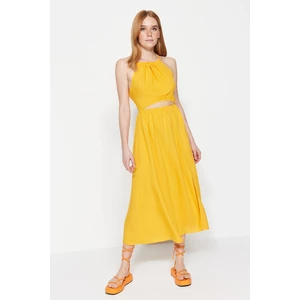 Trendyol Orange A-Cut Maxi Woven Halterneck Dress