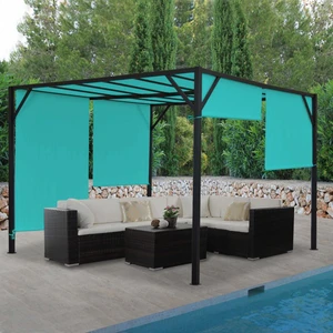 Pergola so sťahovacou strechou 3x3 m Dekorhome Tyrkysová,Pergola so sťahovacou strechou 3x3 m Dekorhome Tyrkysová